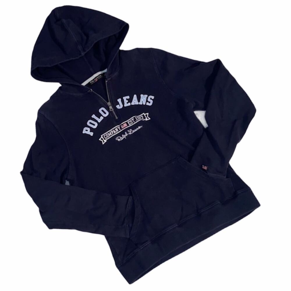 Ralph Lauren Y2K Early 2000s 90s Polo Jeans Navy Graphic Hoodie M10